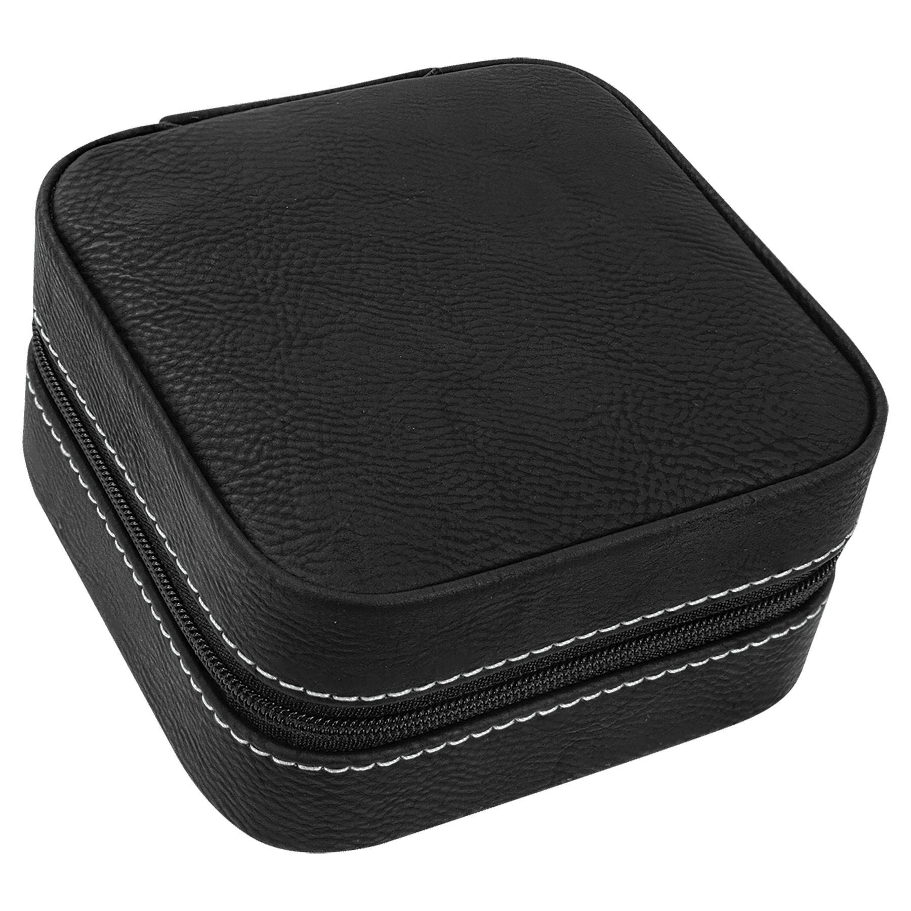 Custom 4x4 Leatherette Travel Jewelry Box with Black Lining - DecalFreakz