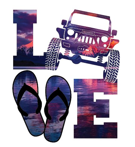 4X4 LOVE Sunset Decal - DecalFreakz