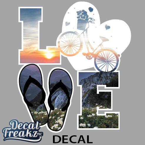 Bike LOVE Mountain Sunrise Decal