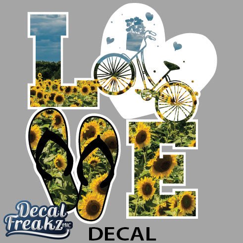 Bike LOVE Sunflower Field Decal