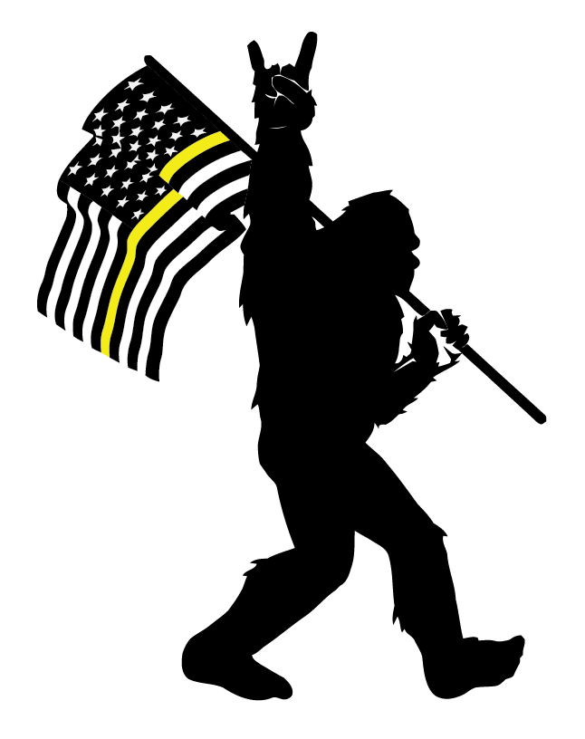 Black Sasquatch Rock on Thin Line American Flag Bigfoot Decal