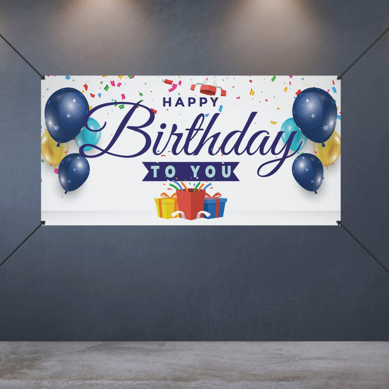 Blue Balloons Happy Birthday Banner