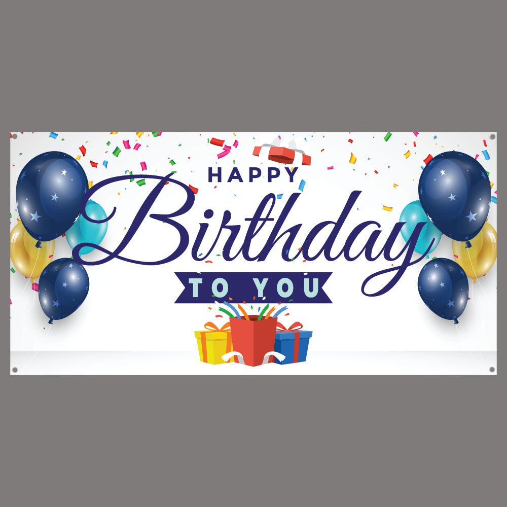 Blue Balloons Happy Birthday Banner