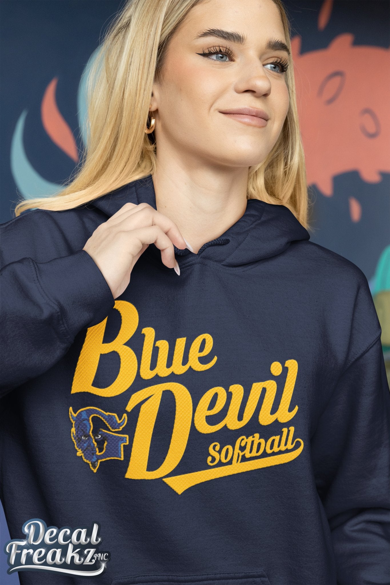 Blue Devil Softball Swoosh Hoodie - DecalFreakz