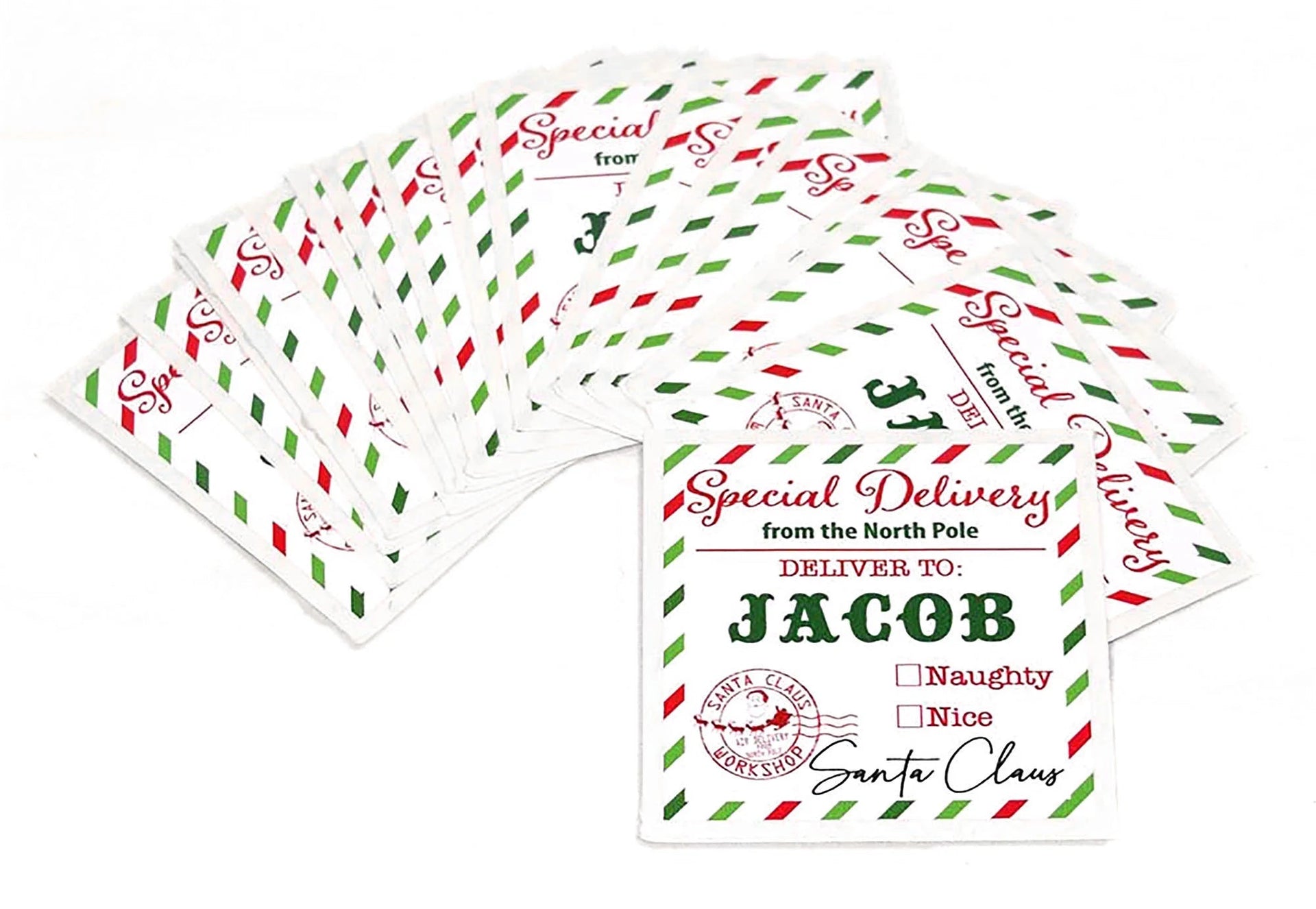 CUSTOM Name Naughty/Nice Santa gift tags - secret present personalized stickers - DecalFreakz