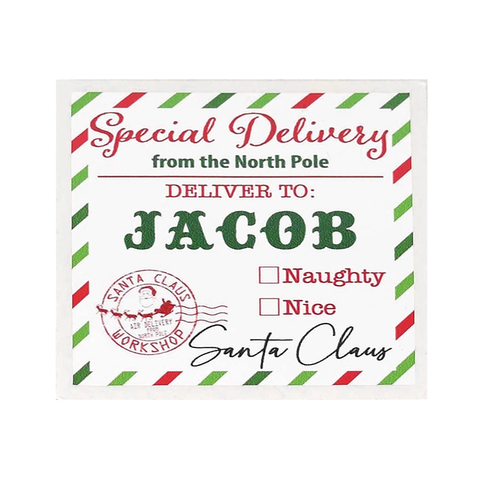 CUSTOM Name Naughty/Nice Santa gift tags - secret present personalized stickers - DecalFreakz