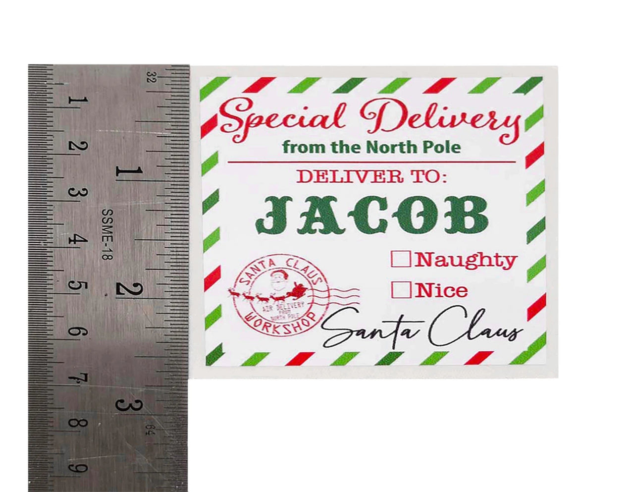 CUSTOM Name Naughty/Nice Santa gift tags - secret present personalized stickers - DecalFreakz