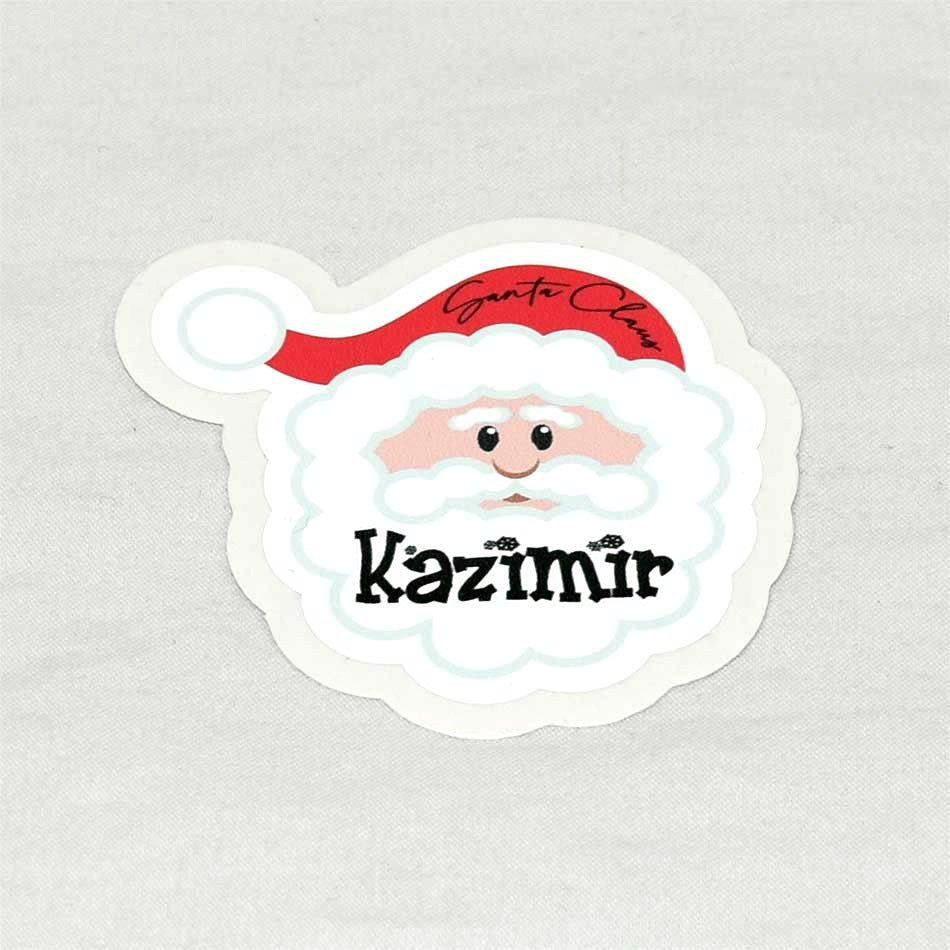 Custom Name Santa Face Christmas Gift Tag - DecalFreakz