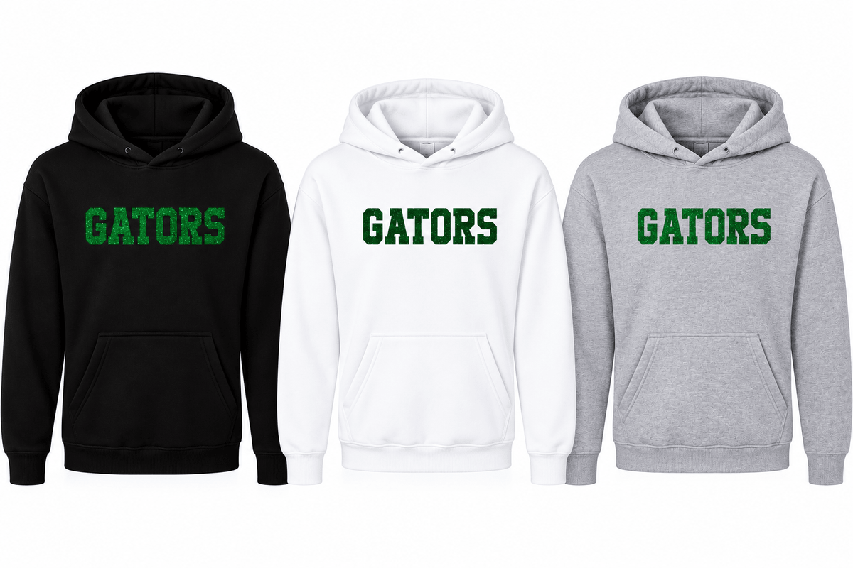 Gators Text Glitter Hoodie - DecalFreakz
