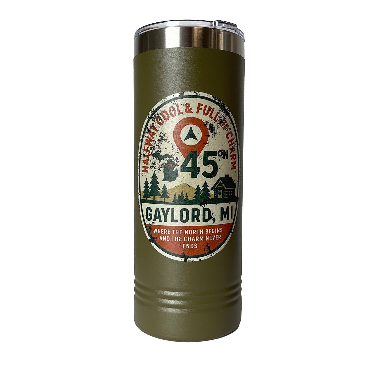 Halfway Cool & Full of Charm 22oz Tumbler – Gaylord, MI - DecalFreakz