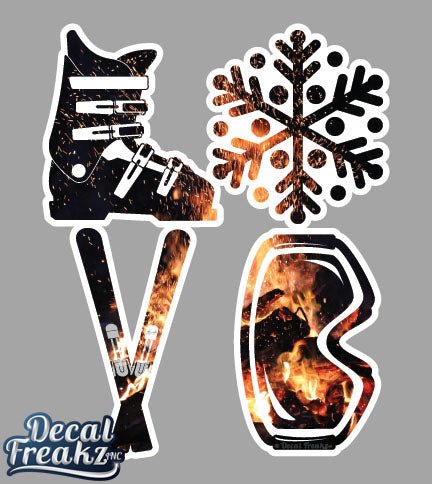 LOVE Ski Crackling Fire Decal