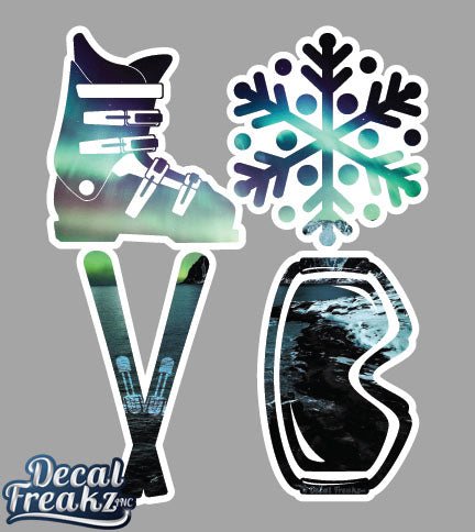 LOVE Ski Northern Lights Decal