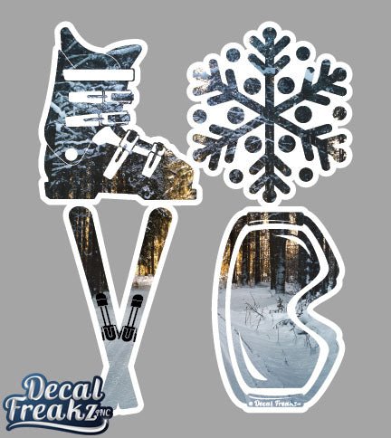 LOVE Ski Winter Woods Trail Decal