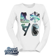 LOVE Snowboard Northern Lights - T-Shirt, Long Sleeve, Hoodie, or Crewneck - DecalFreakz