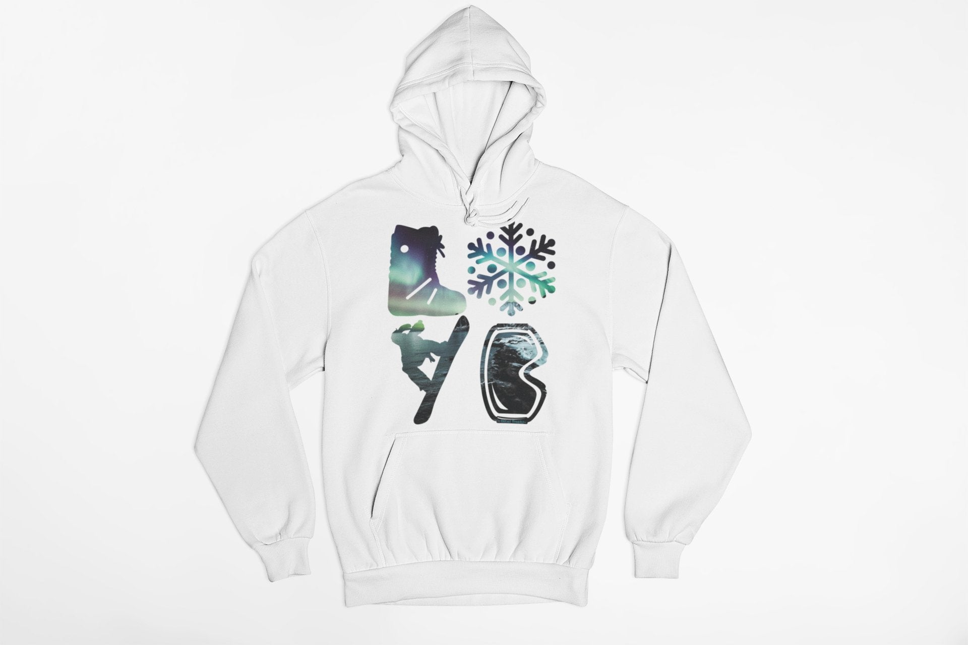 LOVE Snowboard Northern Lights - T-Shirt, Long Sleeve, Hoodie, or Crewneck - DecalFreakz