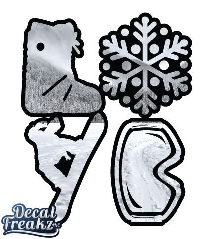 LOVE Snowboard Snowy Mt. Trail Decal - DecalFreakz