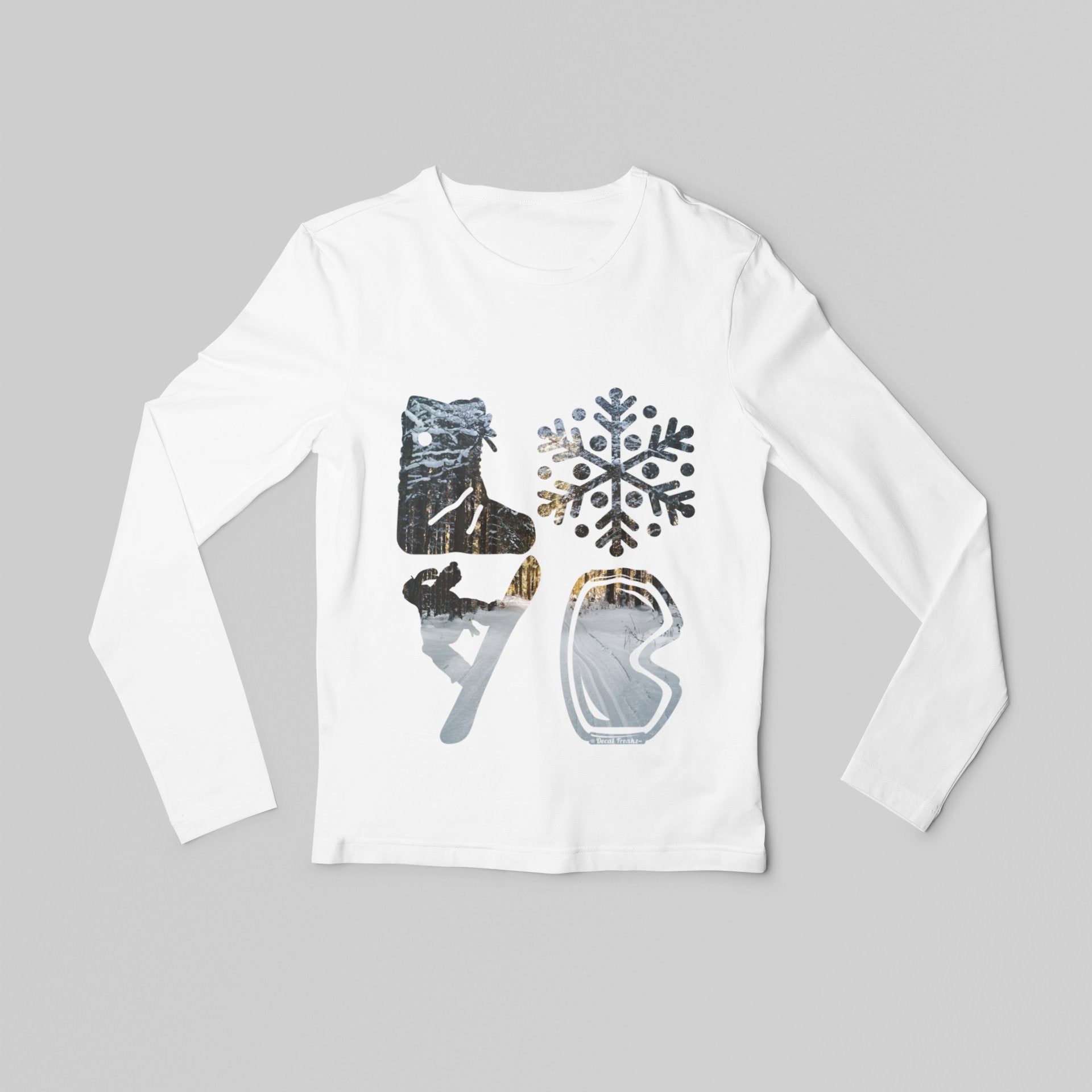 LOVE Snowboard Winter Woods - T-Shirt, Long Sleeve, Crewneck, Hoodie With FREE Decal - DecalFreakz