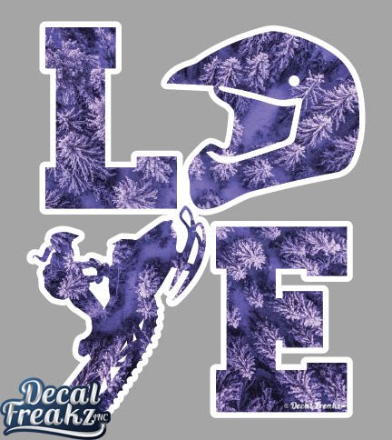 LOVE Snowmobile Arial Trees Decal - DecalFreakz