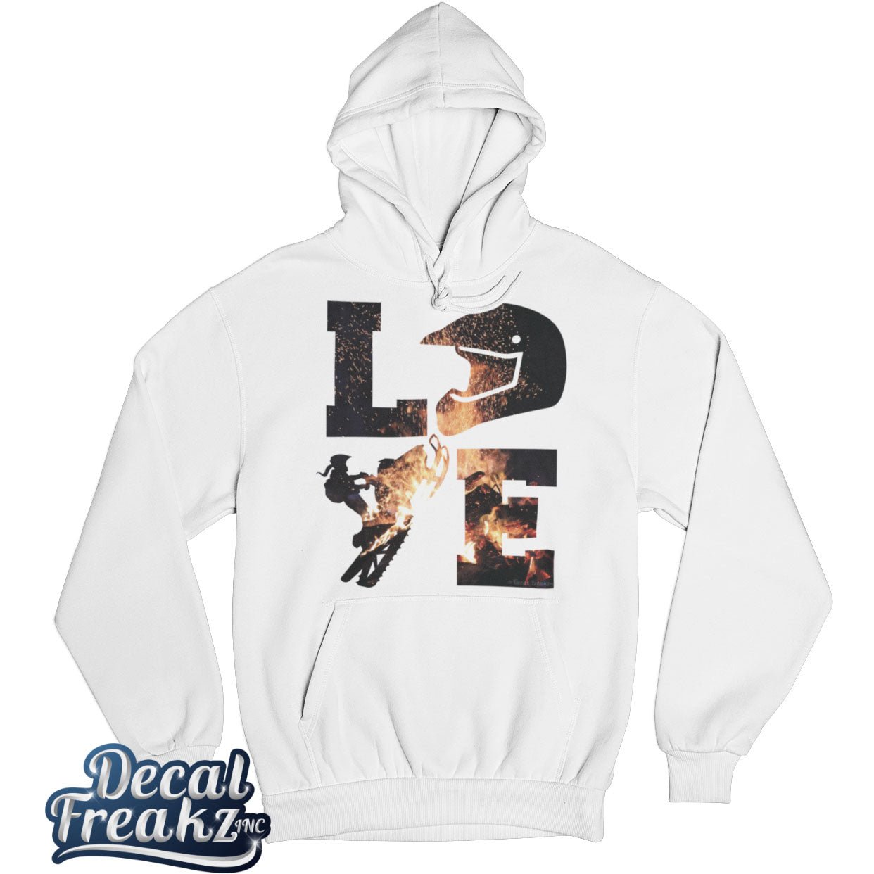 LOVE Snowmobile Crackling Fire - T-Shirt, Long Sleeve, Crewneck, Hoodie With FREE Decal - DecalFreakz