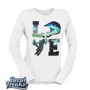 LOVE Snowmobile Northern Lights - T-Shirt, Long Sleeve, Crewneck, Hoodie With FREE Decal - DecalFreakz