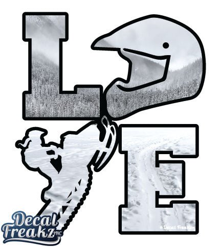 LOVE Snowmobile Snowy Mt. Trail Decal - DecalFreakz