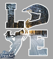 LOVE Snowmobile Winter Woods Decal - DecalFreakz