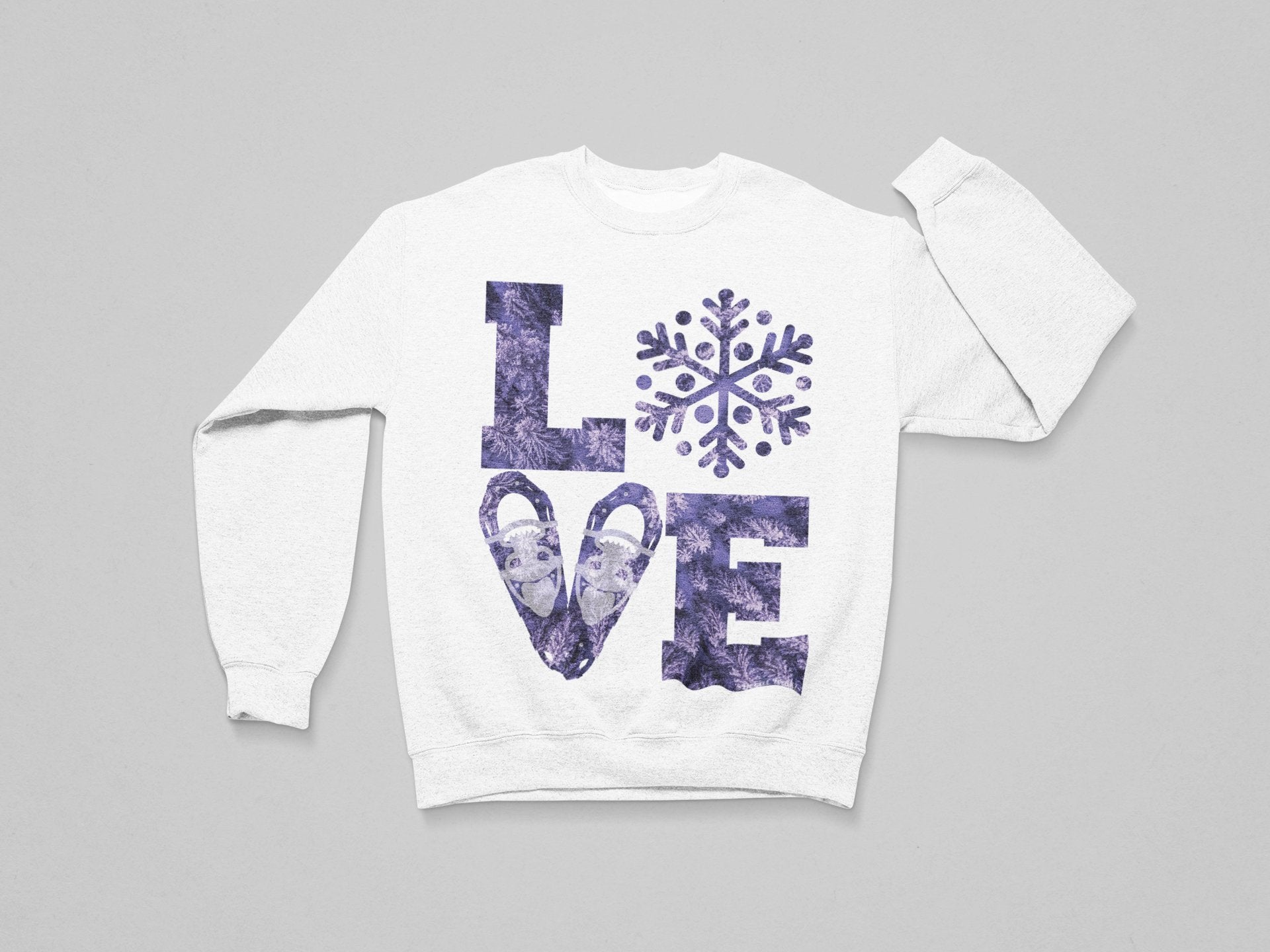 LOVE Snowshoe Arial Trees - T-Shirt, Long Sleeve, Crewneck, Hoodie With FREE Decal - DecalFreakz