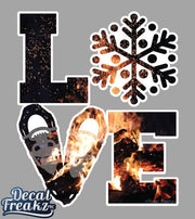 LOVE Snowshoe Crackling Fire Decal - DecalFreakz