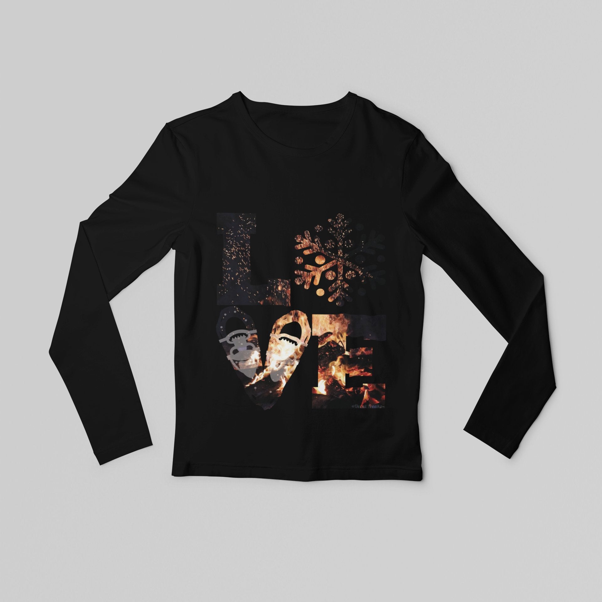 LOVE Snowshoe Crackling Fire - T-Shirt, Long Sleeve, Crewneck, Hoodie With FREE Decal - DecalFreakz