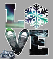 LOVE Snowshoe Northern Lights Decal - DecalFreakz