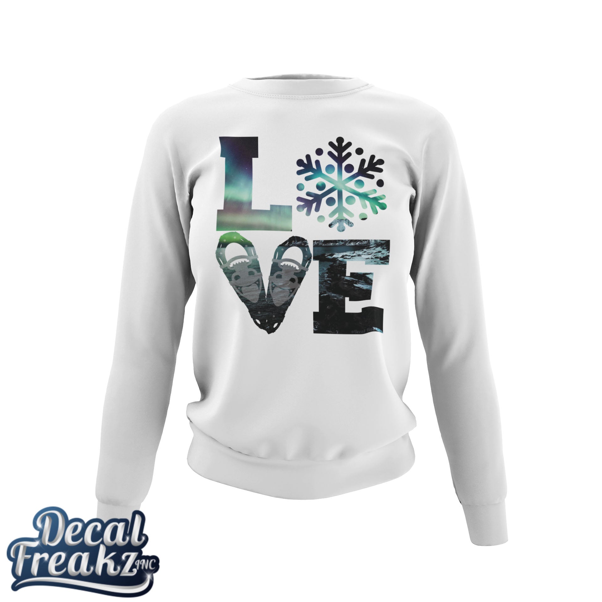 LOVE Snowshoe Northern Lights - T-Shirt, Long Sleeve, Crewneck, Hoodie With FREE Decal - DecalFreakz