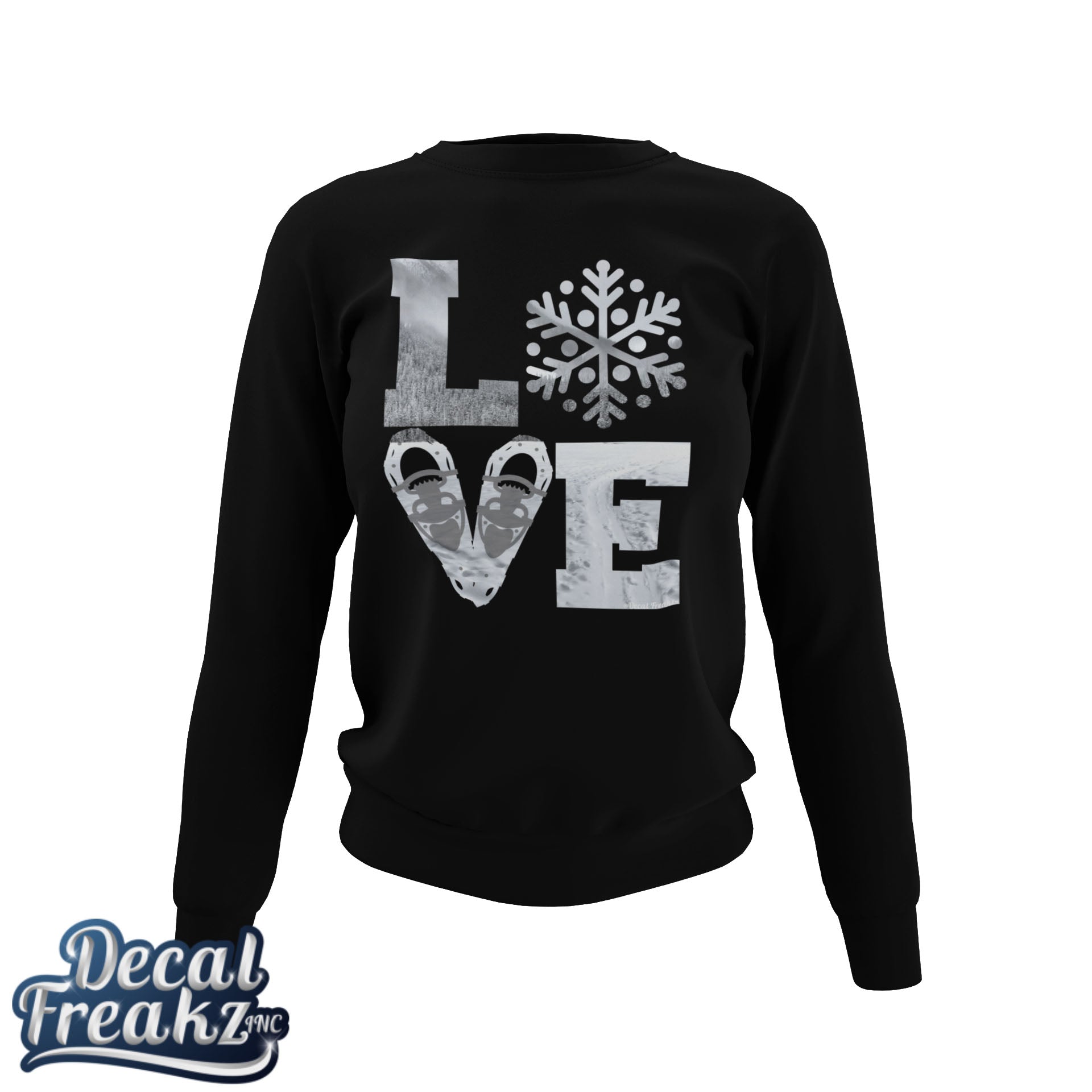 LOVE Snowshoe Snowy Mt. Trail - T-Shirt, Long Sleeve, Crewneck, Hoodie With FREE Decal - DecalFreakz