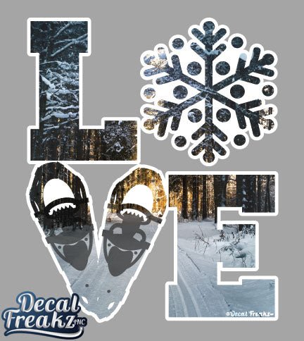 LOVE Snowshoe Winter Woods Decal - DecalFreakz