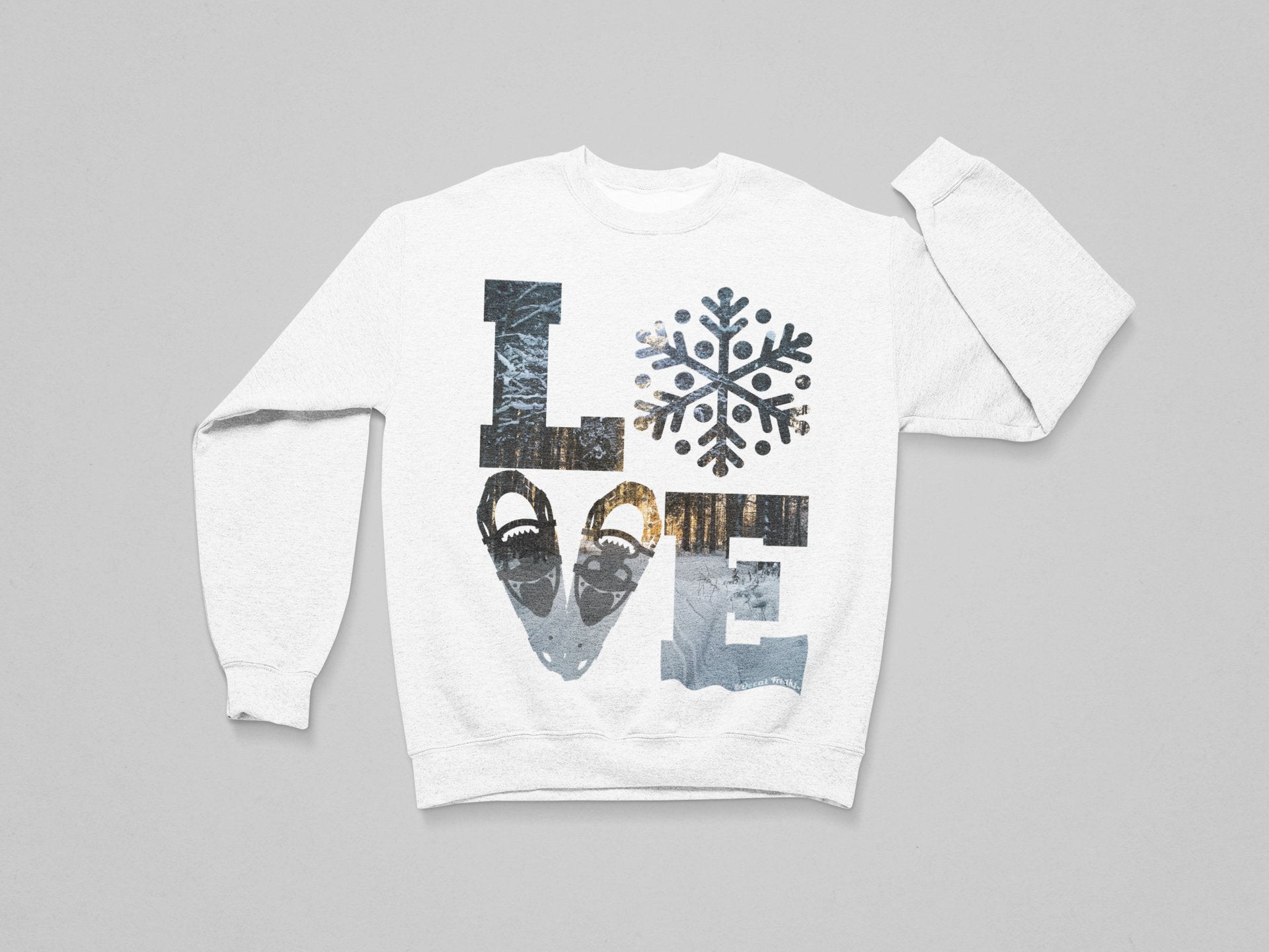 LOVE Snowshoe Winter Woods - T-Shirt, Long Sleeve, Crewneck, Hoodie With FREE Decal - DecalFreakz