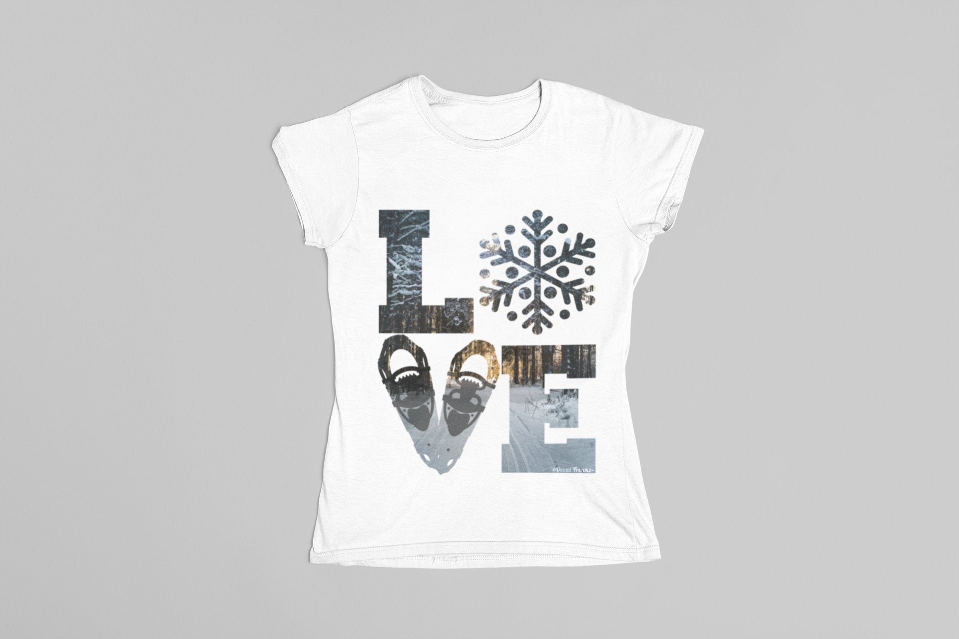 LOVE Snowshoe Winter Woods - T-Shirt, Long Sleeve, Crewneck, Hoodie With FREE Decal - DecalFreakz