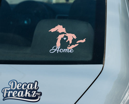 MI Great Lakes Home Peach Decal - DecalFreakz