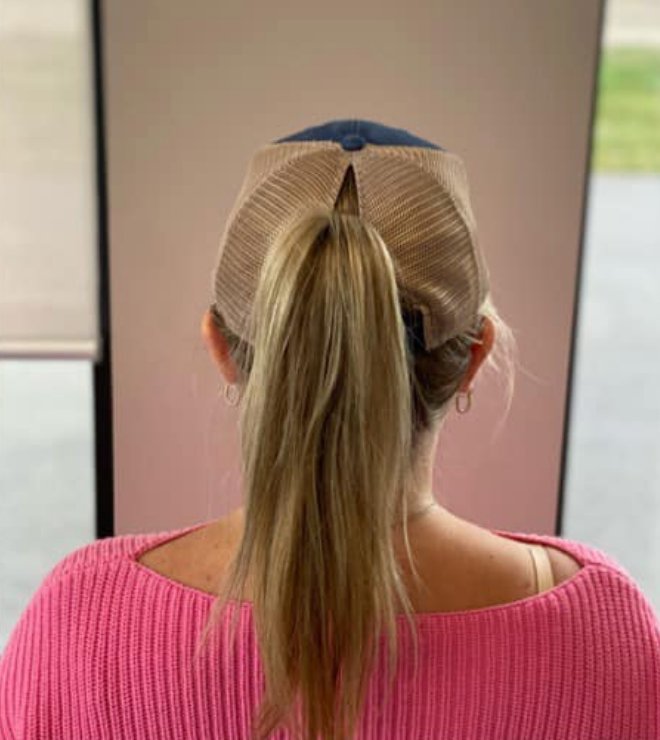 Navy Ponytail Hat with SMH Patch - DecalFreakz