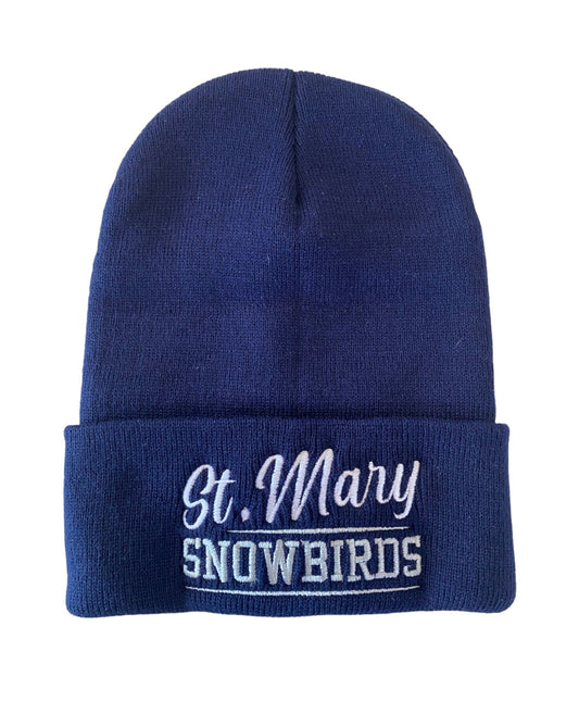 Navy Script St. Mary's Stacked Beanie - DecalFreakz