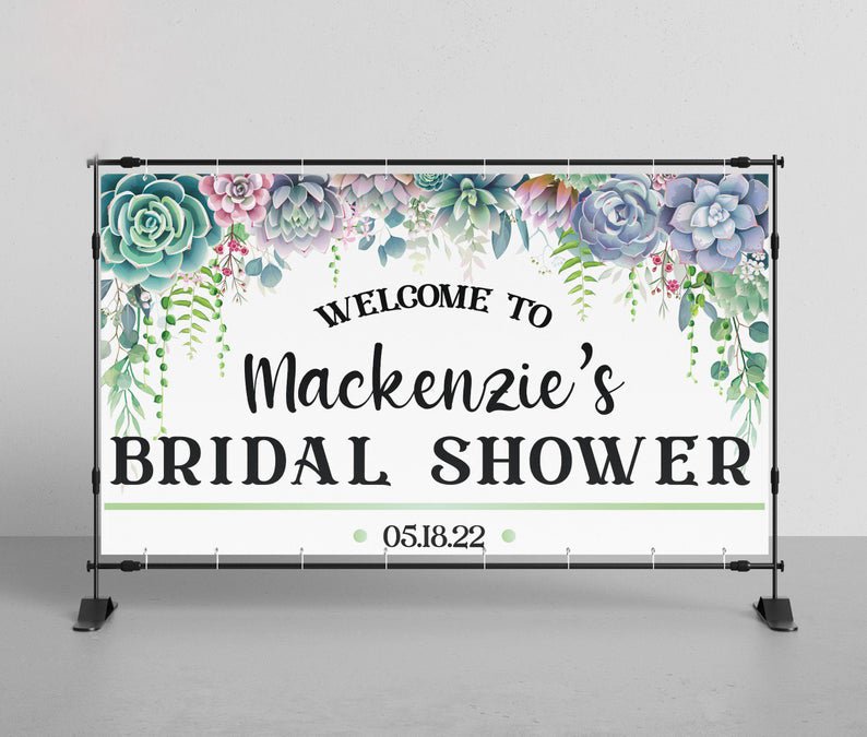 Personalized Succulent Bridal Shower Welcome Banner - DecalFreakz