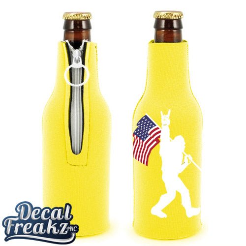 Sasquatch Rock On American Flag Bottle Holder - DecalFreakz