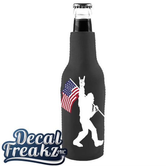 Sasquatch Rock On American Flag Bottle Holder - DecalFreakz
