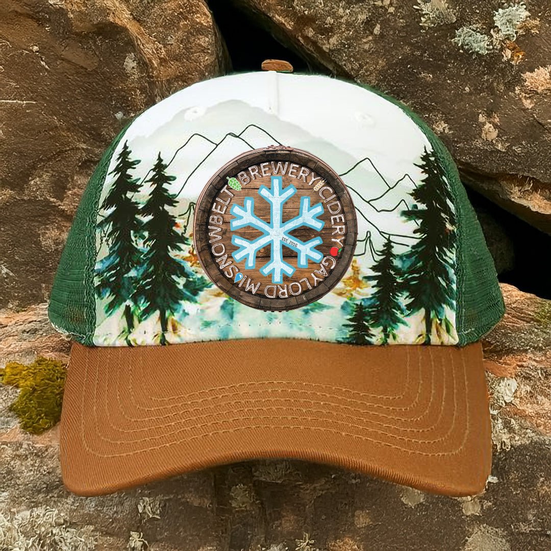 Snowbelt Brewing Co. Mountain Trucker Hat – Faux Leather Patch - DecalFreakz