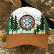 Snowbelt Brewing Co. Mountain Trucker Hat – Faux Leather Patch - DecalFreakz