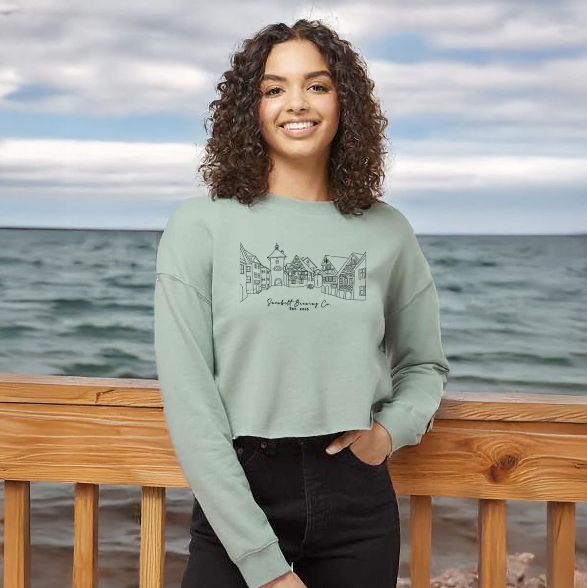 Snowbelt Brewing Co. Townscape Crop Sweatshirt - DecalFreakz