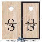 Split Last Name Cornhole Decal set - DecalFreakz