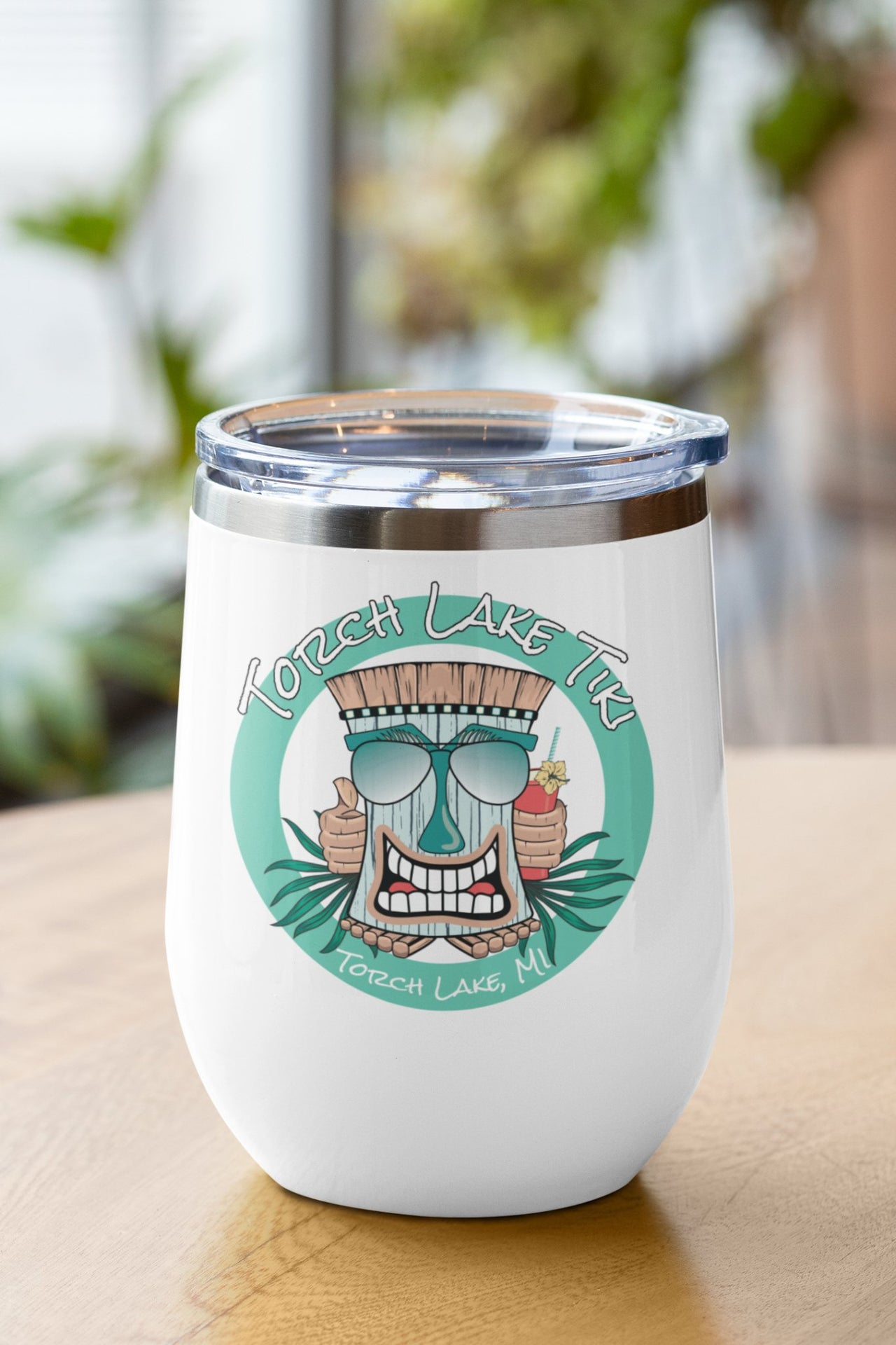 Torch Lake Tiki 12oz Insulated White Wine Tumbler - DecalFreakz