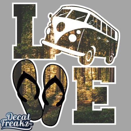 Vintage Bus LOVE Forest Decal - DecalFreakz