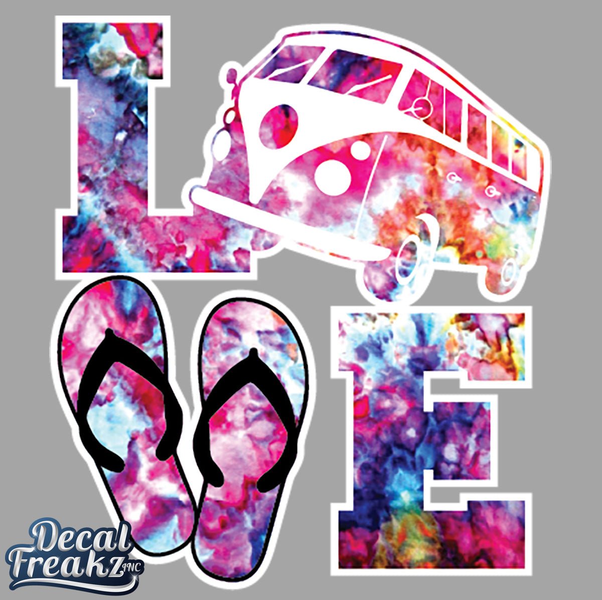 Vintage Bus LOVE Ice Dye Decal - DecalFreakz