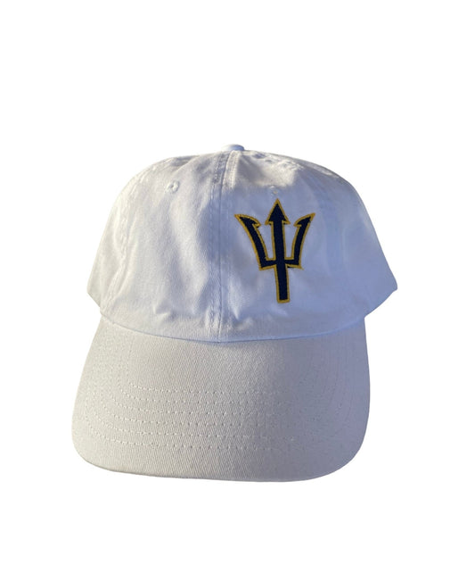 White Cadet Hat with Navy & Gold Trident - DecalFreakz